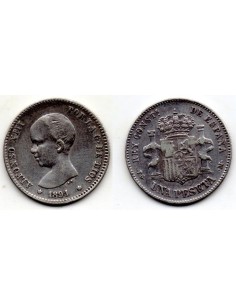 1891 1 Peseta de plata Alfonso XIII