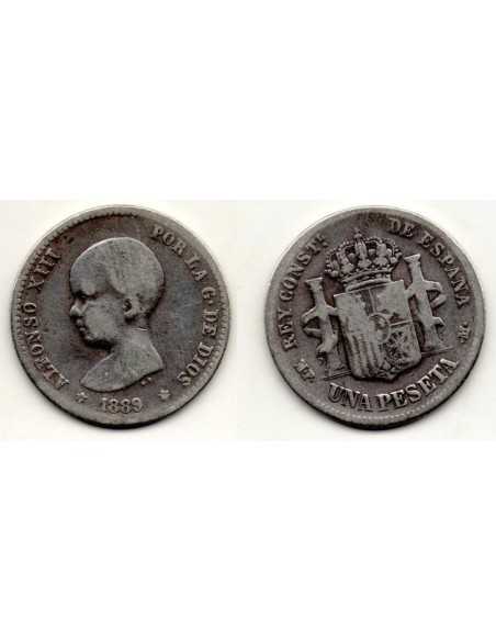 1889 1 Peseta de plata Alfonso XIII