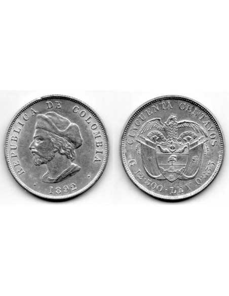 1892 Colombia 50 centavos Descubrimiento America 