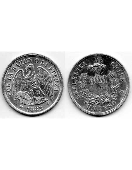 1883 Rep. Chile. 1 Peso de plata