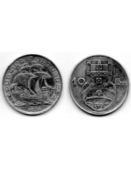 1954 Portugal 10 escudos de plata