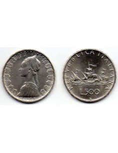 1965 Italia, 500 Liras - Moneda plata