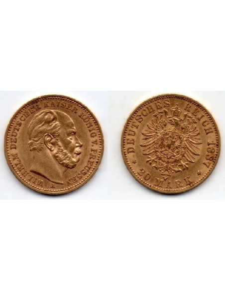 1887 Alemania- Moneda Conmemorativa 20 Marcos Wilhelm I