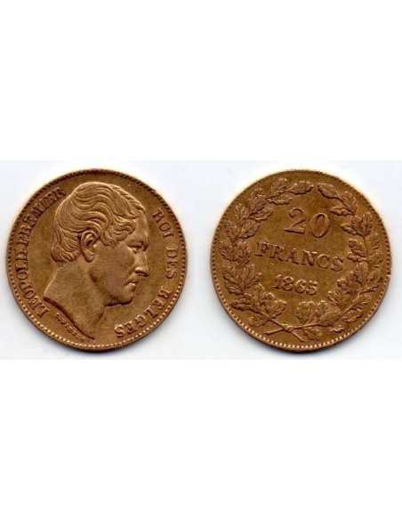 1865 Bélgica - Moneda Conmemorativa 20 Francs - Leopoldo I Roi
