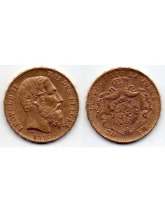 1874 Bélgica - Moneda Conmemorativa 20 Francs - Leopoldo...