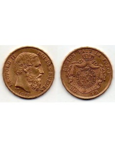 1875 Bélgica - Moneda Conmemorativa 20 Francs - Leopoldo...