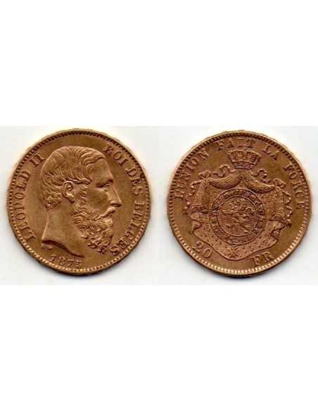 1875 Bélgica - Moneda Conmemorativa 20 Francs - Leopoldo II Roi