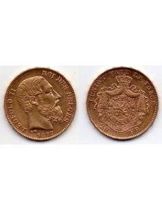 1877 Bélgica - Moneda Conmemorativa 20 Francs - Leopoldo...