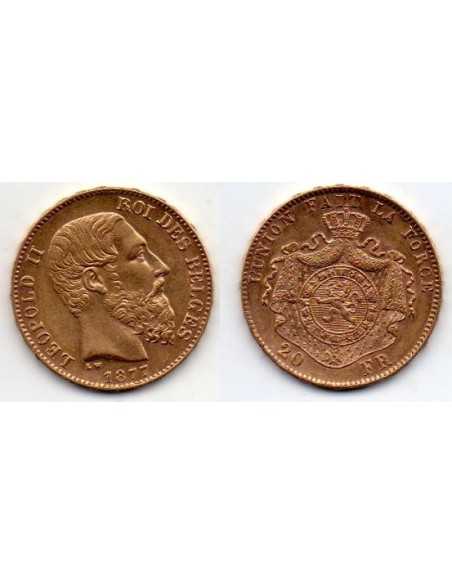 1877 Bélgica - Moneda Conmemorativa 20 Francs - Leopoldo II Roi