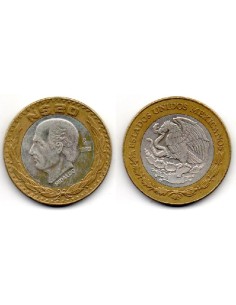 1993 MEXICO - 20 Nuevos Pesos 1/4 ONZA PLATA Bimetálica,...