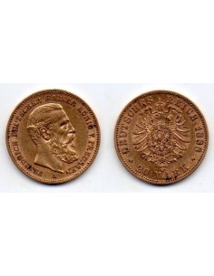 1888 Alemania- Moneda Conmemorativa 20 Marcos Friedrich III - Escasa