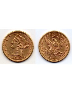 1886 S EEUU 5 Dolares oro Liberty