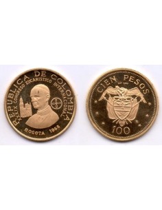 1968 Colombia 100 pesos International Eucharistic Congress