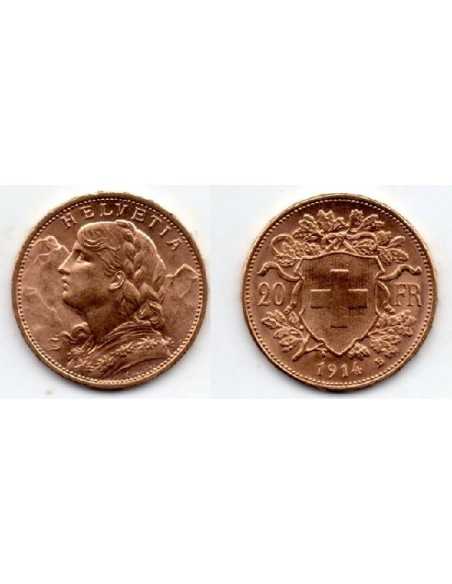 1914 Suiza 20 Francos oro - Vrenelli -
