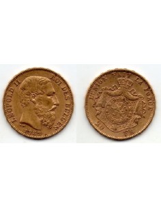 1882 Bélgica - Moneda Conmemorativa 20 Francs - Leopoldo II Roi
