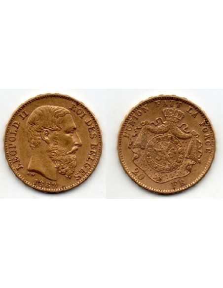1882 Bélgica - Moneda Conmemorativa 20 Francs - Leopoldo II Roi
