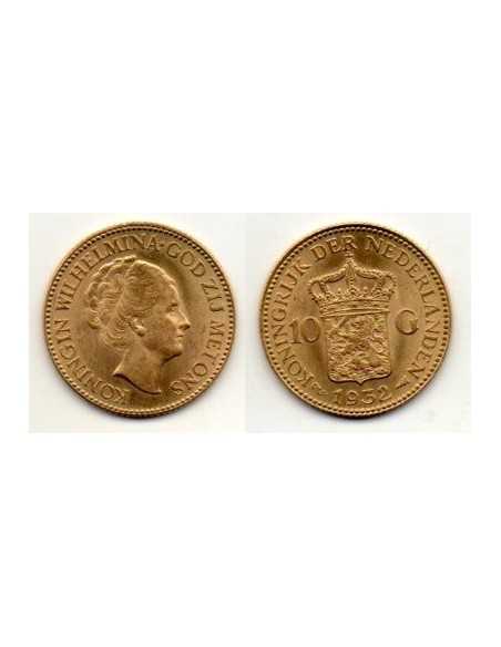 1932 Holanda - 10 Gulden Oro