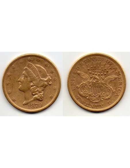 1870 S EEUU 20 Dolares oro Liberty Head-Double Eagle