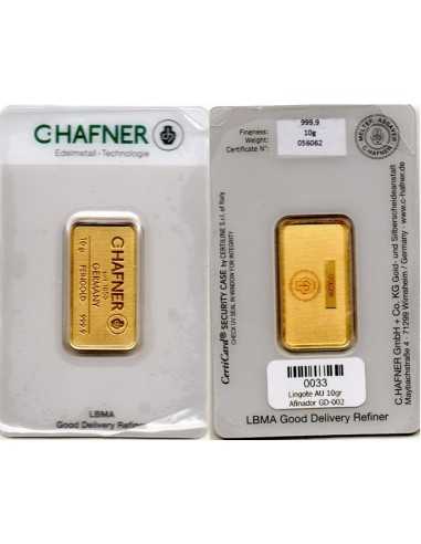 Lingote 10 Gr de oro C.Hafner