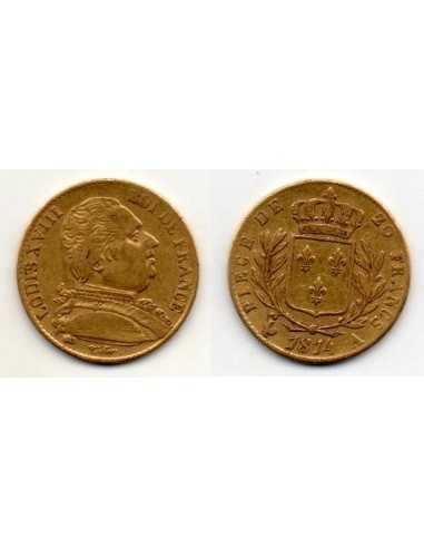 1814 A Francia Moneda Conmemorativa 20 Francos - Luis XVIII