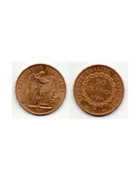 1886 A Francia Moneda Conmemorativa 20 Francos - Angel