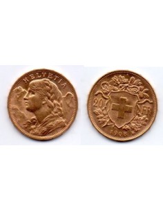 1908 Suiza 20 Francos oro - Vrenelli -