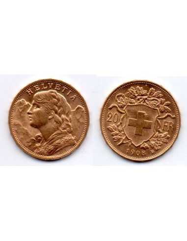 1908 Suiza 20 Francos oro - Vrenelli -