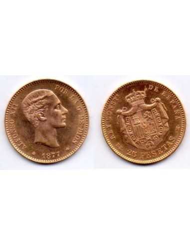 1877 25 Pesetas Oro Alfonso XII - DE M