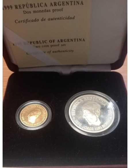1999 Juego completo oro y plata cent. nacimiento Jorge Luis Borges