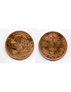1915 SUIZA 10 FRANCOS ORO Helvetia