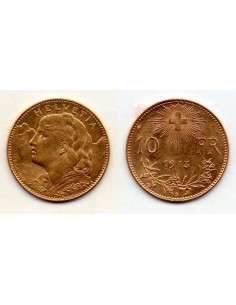 1913 SUIZA 10 FRANCOS ORO Helvetia