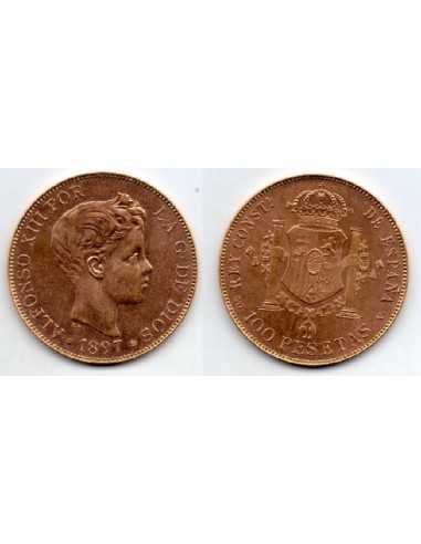 1897*62 100 pesetas Reacuñación Oficial oro