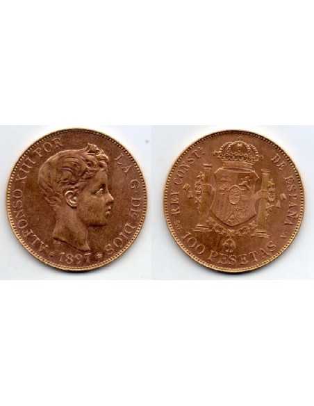 1897*62 100 pesetas Reacuñación Oficial oro