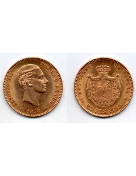 1878 25 Pesetas Oro Alfonso XII - DE M