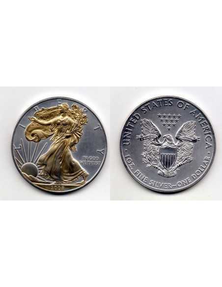 2008 EEUU 1 Dollar - 1 onza plata Liberty Dorada ( oro )