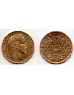 1860 A Francia Moneda Conmemorativa 20 Francos - Napoleón...