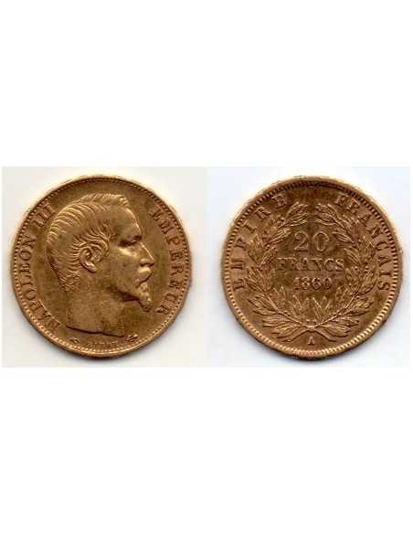 1860 A Francia Moneda Conmemorativa 20 Francos - Napoleón III