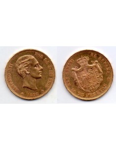 1878 25 Pesetas Oro Alfonso XII - DE M