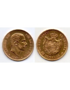 1881 25 Pesetas Oro Alfonso XII - MS M