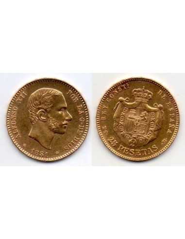 1881 25 Pesetas Oro Alfonso XII - MS M