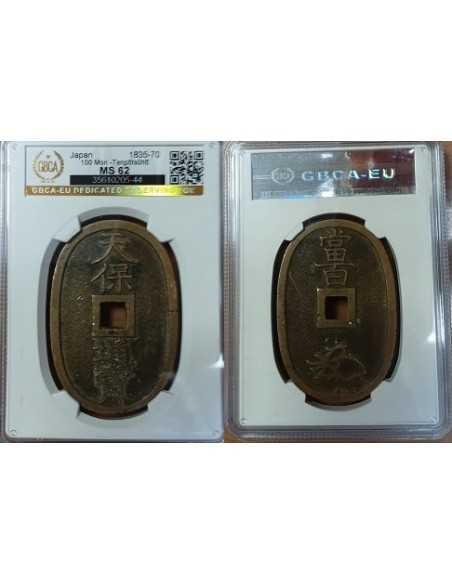 1835-70 Japón - 100 Mon - Certificado GBCA-EU MS62