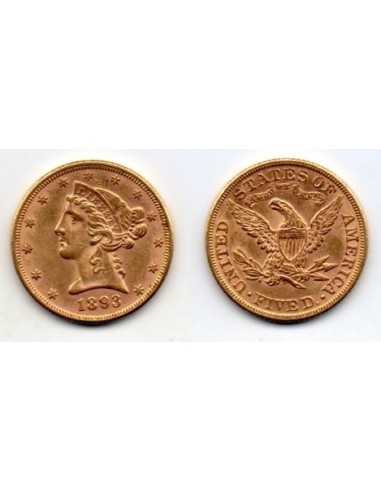 1893 EEUU 5 Dolares oro Liberty