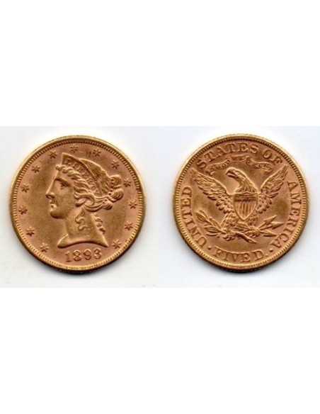 1893 EEUU 5 Dolares oro Liberty