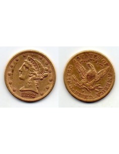 1882 S EEUU 5 Dolares oro Liberty