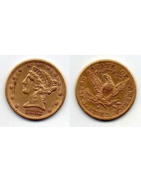 1882 S EEUU 5 Dolares oro Liberty