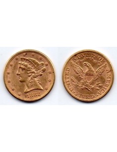 1882 EEUU 5 Dolares oro Liberty