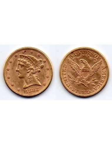 1882 EEUU 5 Dolares oro Liberty