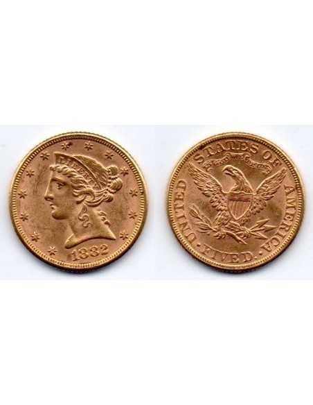 1882 EEUU 5 Dolares oro Liberty