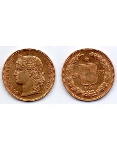 1893 SUIZA 20 FRANCOS ORO CONFEDERACIÓN HELVÉTICA