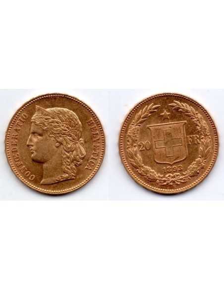 1893 SUIZA 20 FRANCOS ORO CONFEDERACIÓN HELVÉTICA